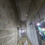 Internal blockwork corridor wall construction
