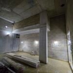 Internal blockwork walls constructed within concrete frame