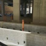 Blockwork installation forming external walls at ground level