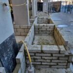 Structural blockwork cavity wall construction in progress