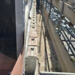 Brickwork construction at height using scaffold access