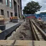 Blockwork construction forming external boundary wall