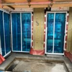 Completed cavity wall insulation ready for next construction stage